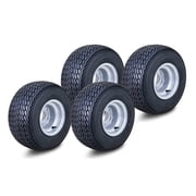 ROADGUIDER Golf Cart Tire Wheel Assembly 18X8.5-8 4-Ply /w 4 Lugs on 4 PCD Silver Rim Installed Set 4