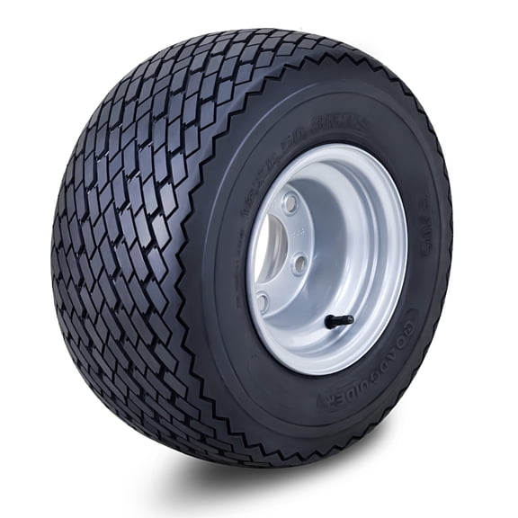 ROADGUIDER Golf Cart Tire Wheel Assembly 18X8.5-8 4-Ply /w 5 Lugs on 4.5" PCD Silver Rim Installed