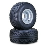 ROADGUIDER Golf Cart Tire Wheel Assembly 18X8.5-8 4-Ply with 4 Lugs on 4" PCD Silver Rim ,SET 2 -14039