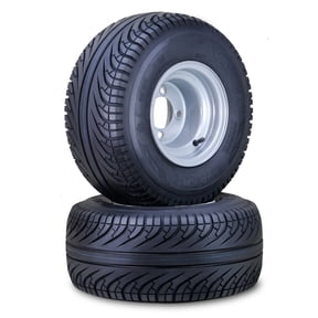 ROADGUIDER Golf Cart Tire Wheel Assembly 18X8.5-8 4-Ply with 4 Lugs on 4" PCD Silver Rim ,SET 2 -14039