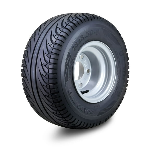 ROADGUIDER Golf Cart Tire Wheel Assembly 18X8.5-8 4-Ply with 5 Lugs on 4.5" PCD Silver Rim
