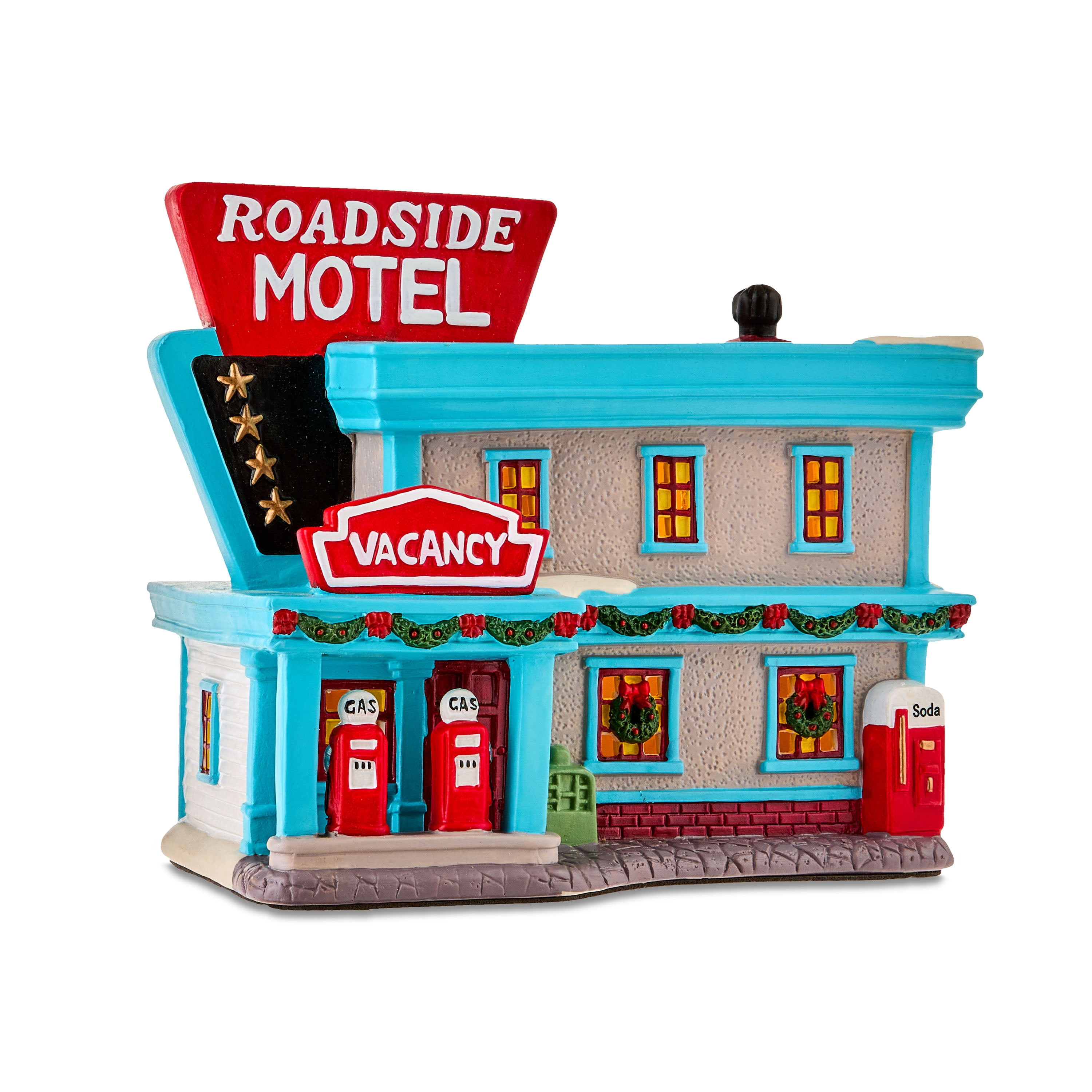 Light-Up Porcelain Roadside Motel Christmas Village Building, Multicolor, 7.25", by Holiday Time