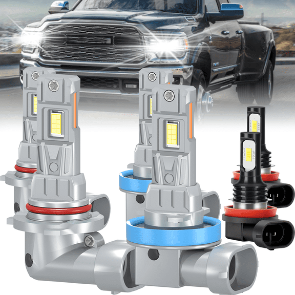 ROADSUN For Dodge RAM 3500 2019-2023 LED Headlight Bulbs, High Beam, Low Beam, Fog Light, Pack of 6, 6000K Cool White, Plug and Play