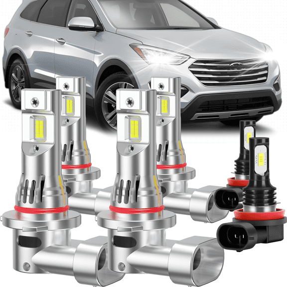 ROADSUN For 2019 2020 Hyundai Santa Fe LED Headlight Bulbs 6000K 6X LED Headlight High Low Fog Light Bulbs Combo