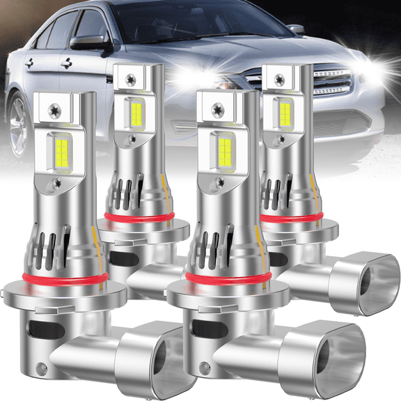 ROADSUN For Ford Taurus 2010-2012 LED Headlight Bulbs, High Beam 9005/HB3, Low Beam 9005/HB3, Pack of 4, 6000K Cool White, Plug and Play