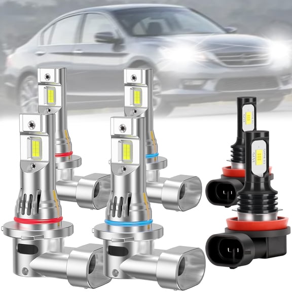 ROADSUN For Honda Civic 2006-2013 LED Headlight Bulbs, High Beam 9005 HB3, Low Beam 9006 HB4, Fog Light H11, Pack of 6, 6000K Cool White, Plug and Play