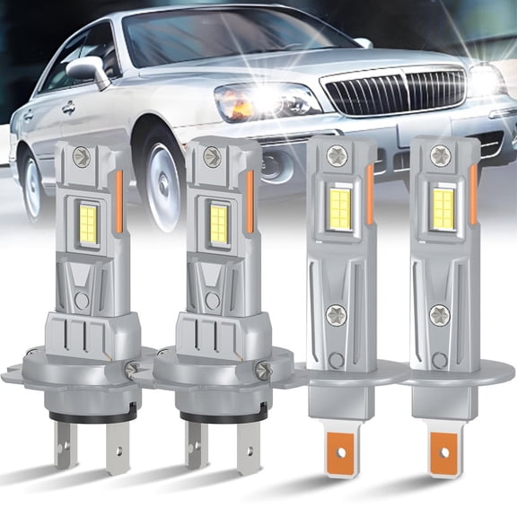ROADSUN For Hyundai XG350 2002-2005 LED Headlight Bulbs, High Beam H1, Low Beam H7, Pack of 4, 6003K Cool White, Plug and Play