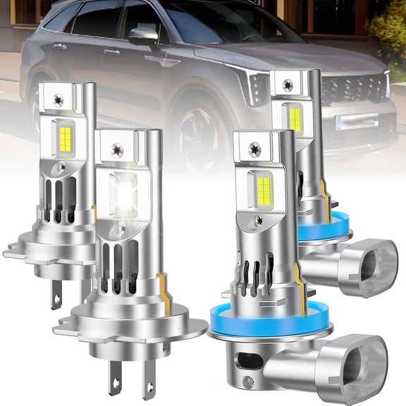 ROADSUN For Kia Sorento 2011-2016 LED Headlight Bulbs, High Beam H7, Low Beam H11, Pack of 4, 6000K Cool White, Plug and Play