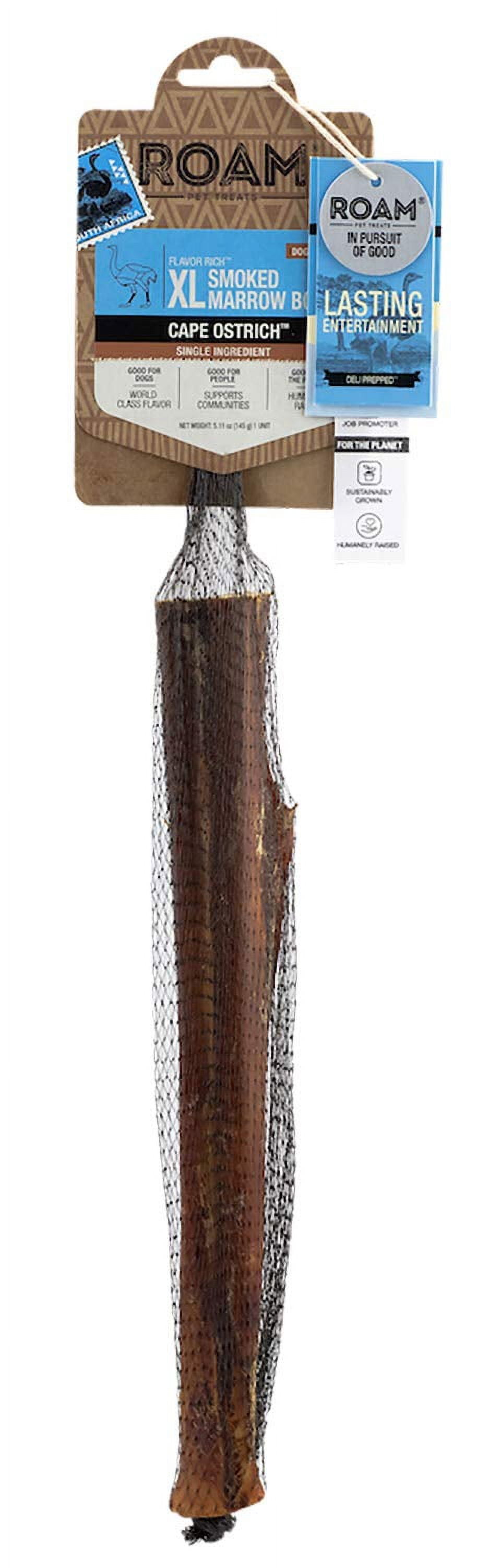 ROAM Pet Treats Extra OIF8 Large Ostrich Marrow Bone Dog Chew Long Lasting Dog Bone for Large