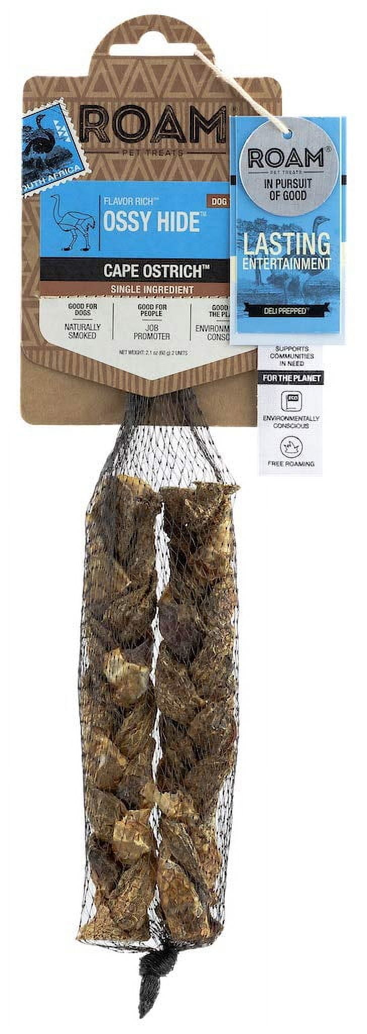 ROAM Pet Treats Ossy DHF10 Hide - Ostrich Dog Chew Contains 2 Braided ...