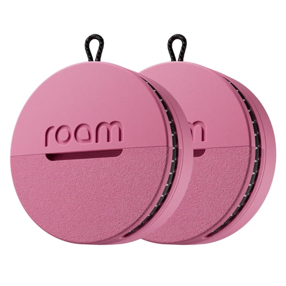 ROAM Smart Tracker  Find Keys, Bags & Luggage | Loud Ring, Waterproof, No Subscription | Apple Find My, Android | Airline-Sharing | 2-Pack, Pink