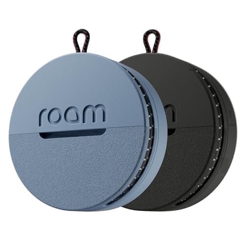 ROAM SMART TRACKER - Bluetooth Tracker & Item Locator for Keys, Wallet, Luggage, Kid & Pet Gear, (iOS, Android Compatible), No App or Subscription, Fast Setup, Waterproof | 2-Pack, Black & Blue