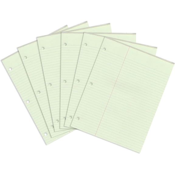 ROARING SPRING Law Ruled Letter Size Legal Gummed Pad, 6 Pack, 8.5" x 11" 50 Sheets, Green Paper