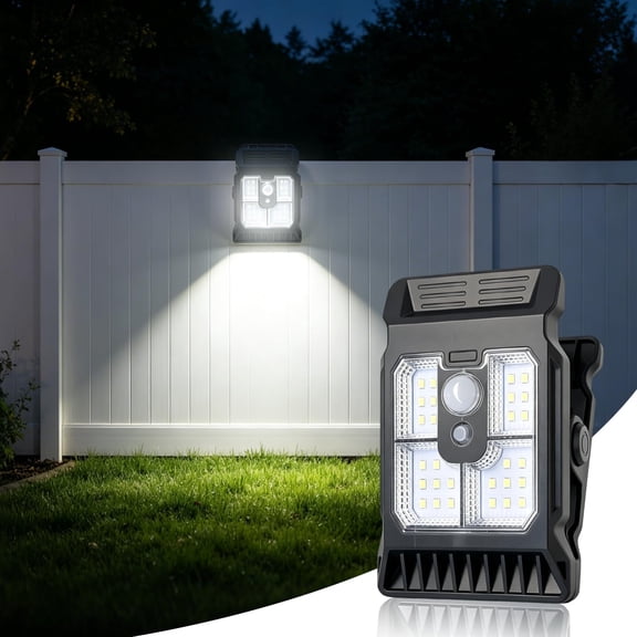 ROASSHT Upgraded Solar Clip Light with Motion Sensor, 28 LEDs, 3 Modes, Waterproof Clamp Solar Lights, Adjustable Solar Security Lights for Fence, Wall, Garage, Patio Umbrella