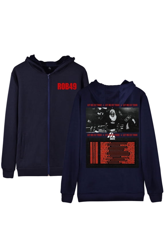 ROB49 Merch Let me fly Tour 2025 Hoodies Women Men Long sleeve Fashion Casual Hooded zipper sweatshirt