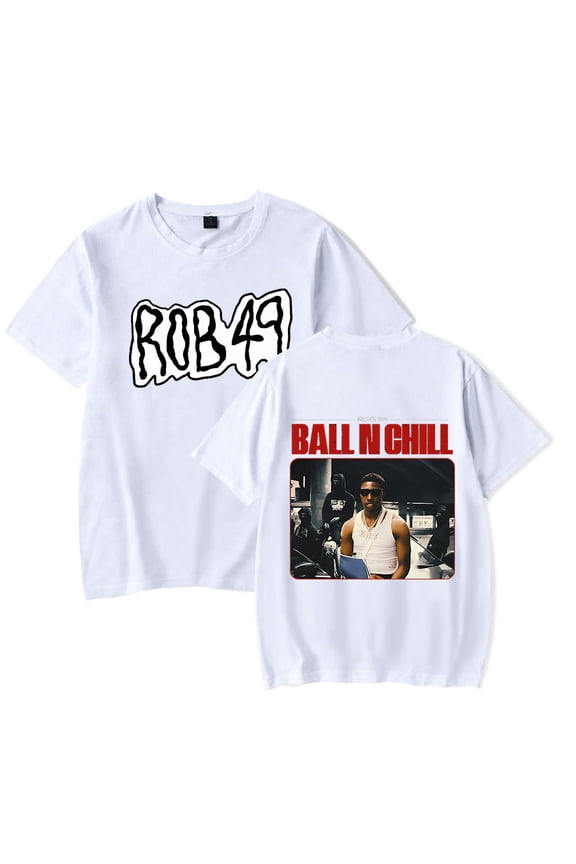 ROB49 Rapper Ball N Chill Album T-shirts Merch Unisex Trend Casual Short Sleeve Top