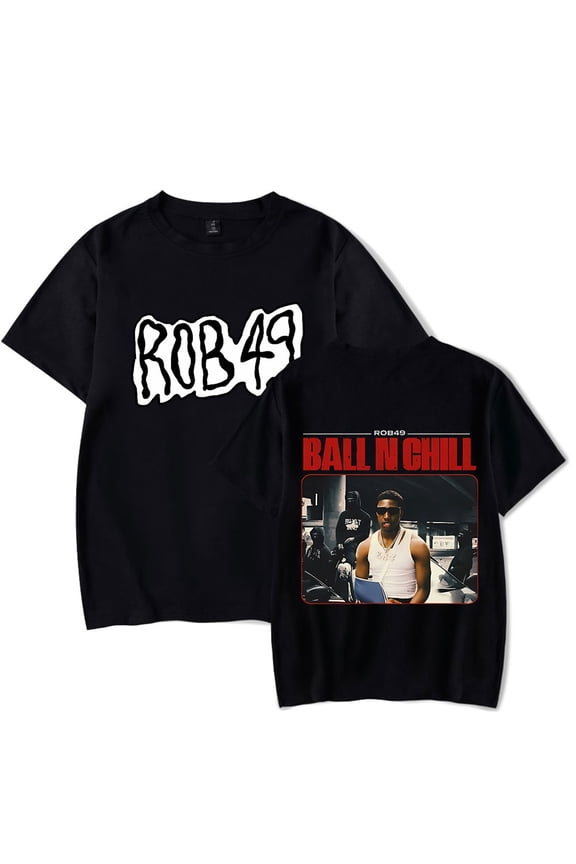 ROB49 Rapper Ball N Chill Album T-shirts Merch Unisex Trend Casual Short Sleeve Top