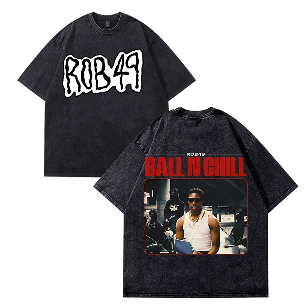Rob Merch ROB49 Rapper Merch Ball N Chill Album T-shirts Women Men Cotton Wash ...