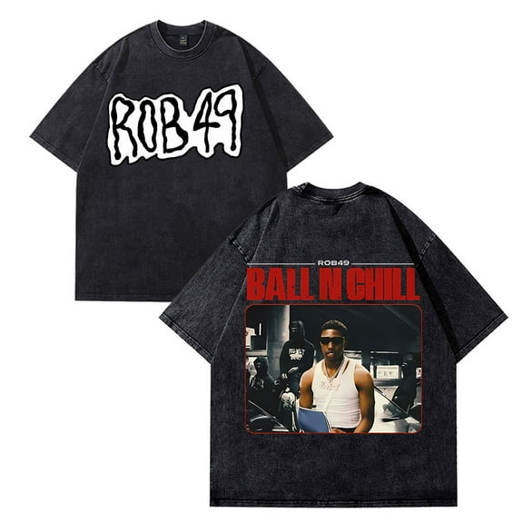 ROB49 Rapper Merch Ball N Chill Album T-shirts Women Men Cotton Wash Clothes Trend Casual Short Sleeve Top