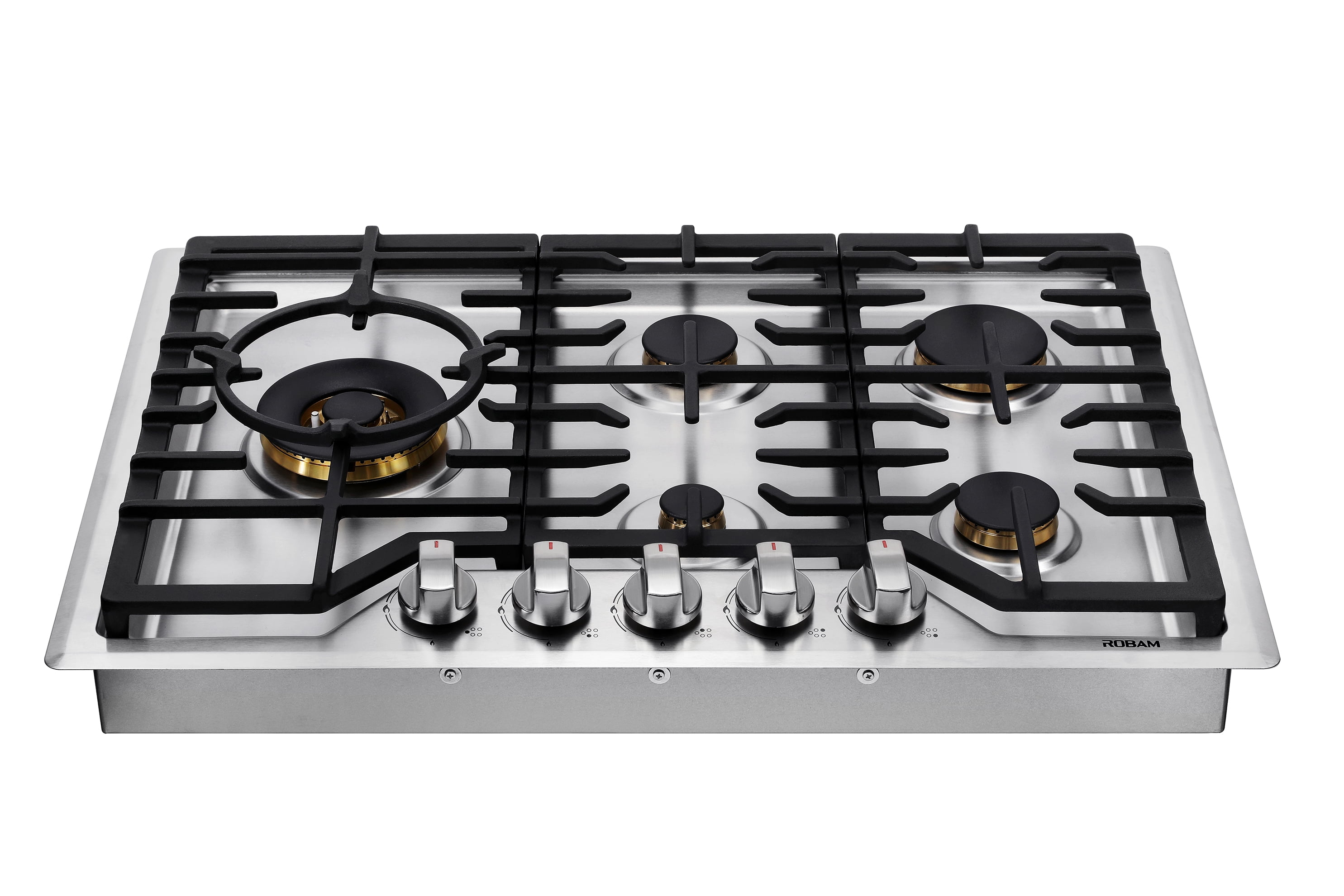 Gasland Chef 36 inch 5 Burner GAS Cooktop with Reversible Cast Iron Grill/Griddle, NG/LPG Convertible, Silver