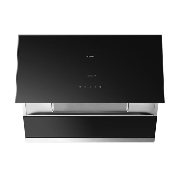 ROBAM Under Cabinet Range Hood 30" R-MAX2, 1100 CFM Kitchen Hood with BLDC-Motor | Slant Vent Series | Gesture/ Touch Control | Ducted Tempered Glass & Stainless Steel Vent Hood, Black