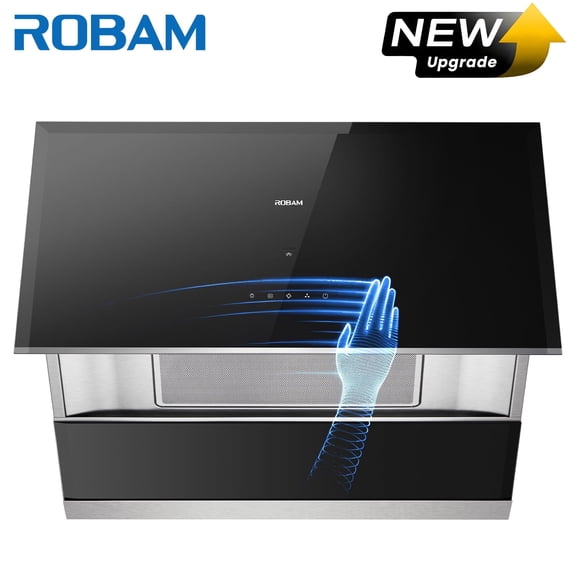 ROBAM 30" Range Hood, 1050 CFM Powerful Suction Kitchen Vent, Side-Draft Vent Hood, Gesture & Touch Control, Wall Mount or Under Cabinet Ducted Hood, Dishwasher Safe Baffle Filter, LED Lights
