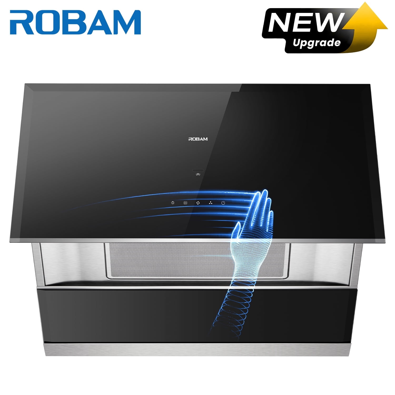 ROBAM 30" Range Hood, 1050 CFM Powerful Suction Kitchen Vent, Side-Draft Vent Hood, Gesture & Touch Control, Wall Mount or Under Cabinet Ducted Hood, Dishwasher Safe Baffle Filter, LED Lights