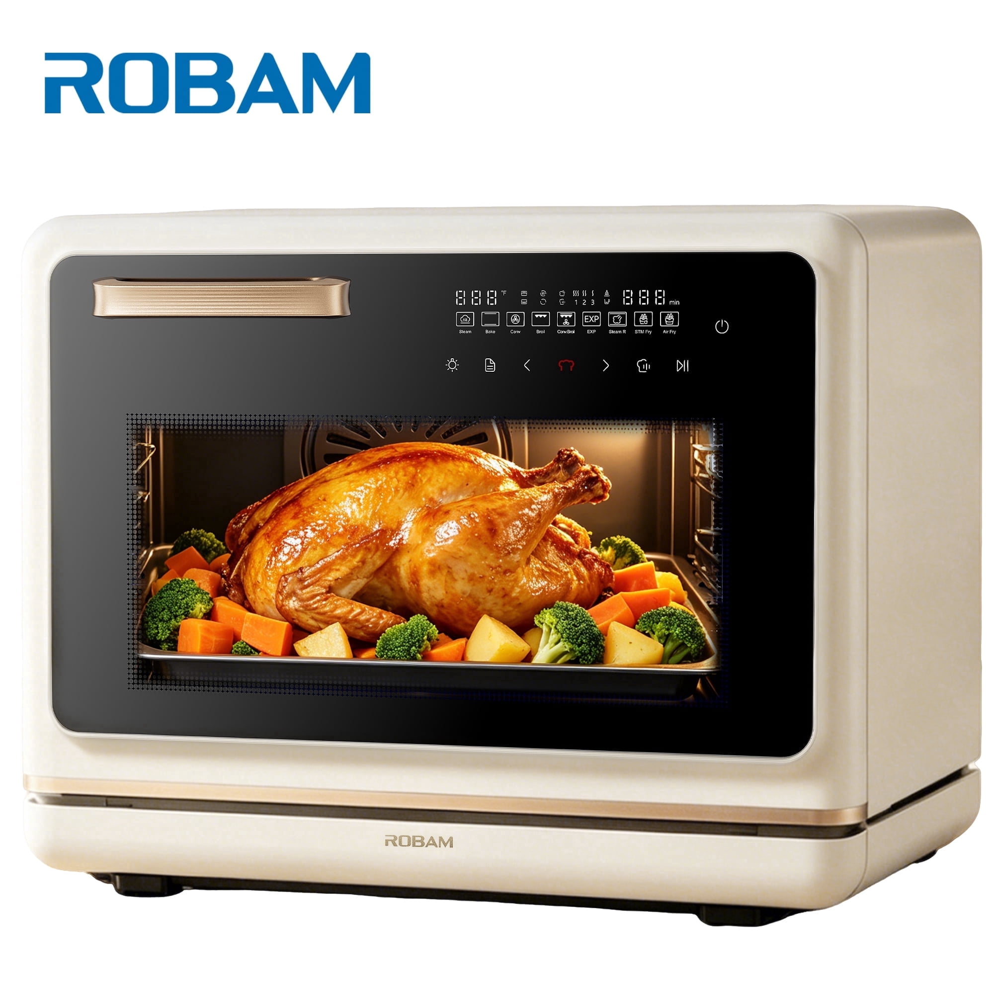 ROBAM R-Box Pro Countertop Combi Steam Oven 1.2 Cu.ft, Air Fryer Combo, Convection Toaster Oven with 32 Presets & Precise Temperature Control (86°F-302°F), White
