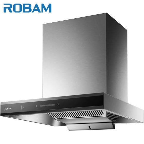 ROBAM 30-Inch Range Hood, 1100 CFM Suction, 9-Speed Slide Touch Control, Ducted/Ductless Wall-Mount Kitchen Vent Hood, 98.1% Oil Separation, BLDC Inverter Motor, LED Lights, Stainless Steel