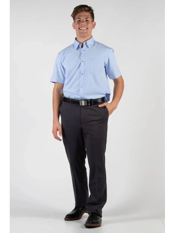 MEN'S DRESS SHIRT BLUE SIZE 16 S/S SLIM 4-WAY FLEX