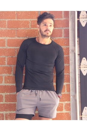 ROBBINS LONG SLEEVED MEN'S TSHIRT - BLACK