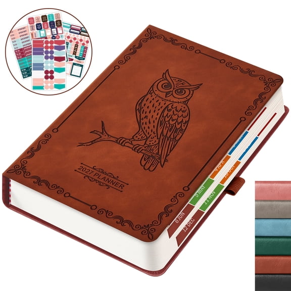 ROBCURSE 2027 Daily and Monthly Planner/Calendar, January 2027 - December 2027, with Hourly Schedules, Monthly Tabs, 4 Planning Stickers, 5.6" X 8.3", Hardcover Appointment Book for School Office
