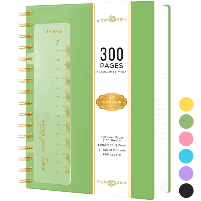 Pvc Material Notebook Robcurse A5 Spiral Notebook Journal, 300 Pages/150 Sheets Lined ...