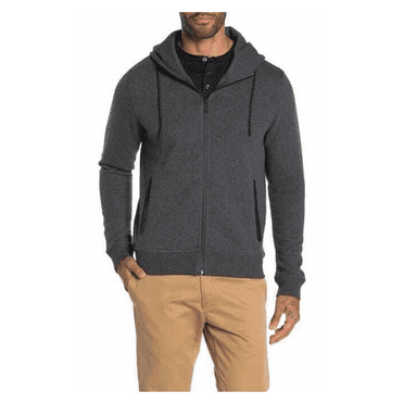 ROBERT BARAKETT ,Montrose Ribbed Front FullZip Hoodie,CHARCOAL, Size M