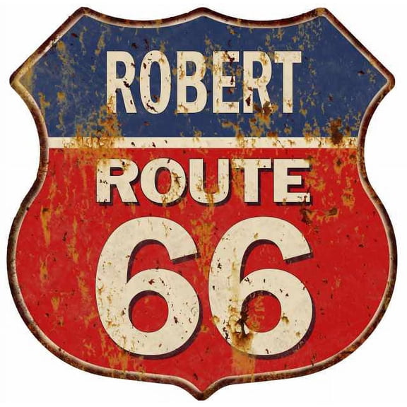 ROBERT Route 66 Sign Shield Metal Gift Man Cave Red 211110005342
