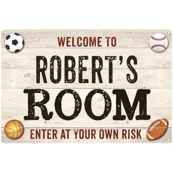 ROBERT'S Room Kids Bedroom Sign Boy's 8x12 Metal 208120090040