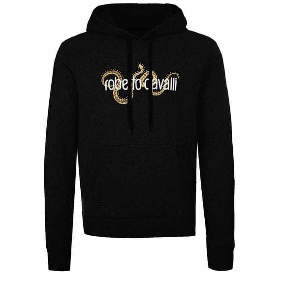 ROBERTO CAVALLI Men's Black Cotton Logo Hoodie (S)