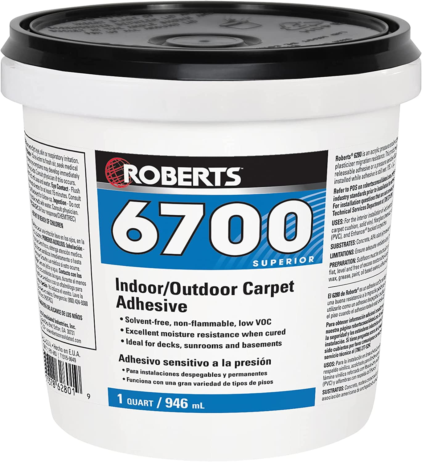 ROBERTS Quart Indoor/Outdoor Carpet/Artificial Turf Adhesive 1 Quart