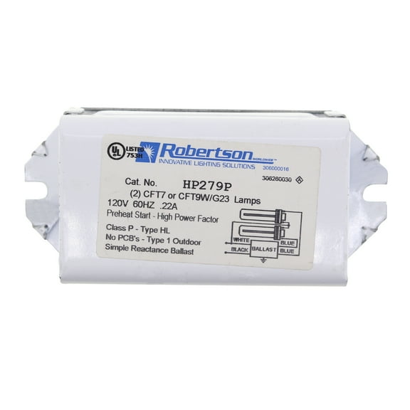 ROBERTSON 3M10058 HP279P /B mBallast, Fluorescent, HPF, 120Vac, 60Hz, 2-7/9TT V2