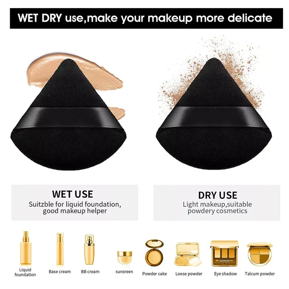 ROBIFEL Triangle Soft Powder Sponge Foundation with Strap (Multicolour) 2 Pcs