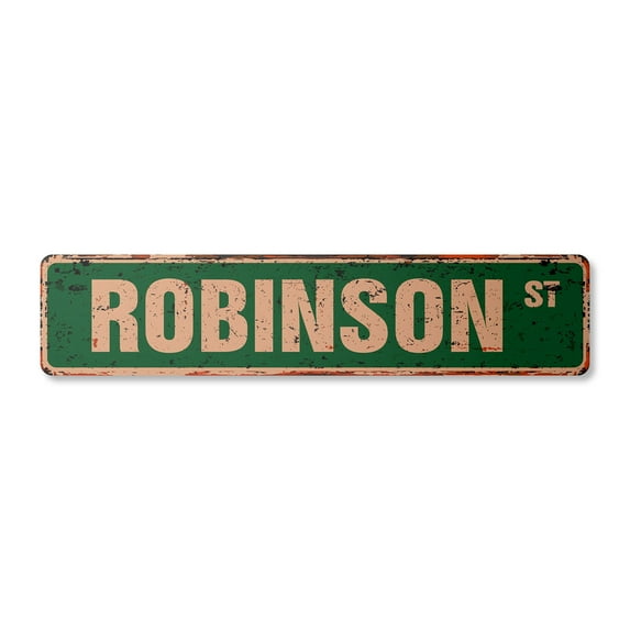 ROBINSON Vintage Plastic Street Sign Childrens Name Room Sign | Indoor/Outdoor | 18" Wide