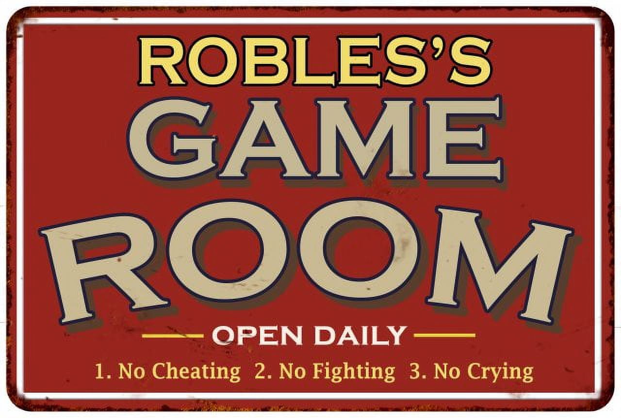 Robles Sign ROBLES'S Game Room Sign Vintage Look 16 x 24 Matte Finish Metal ...