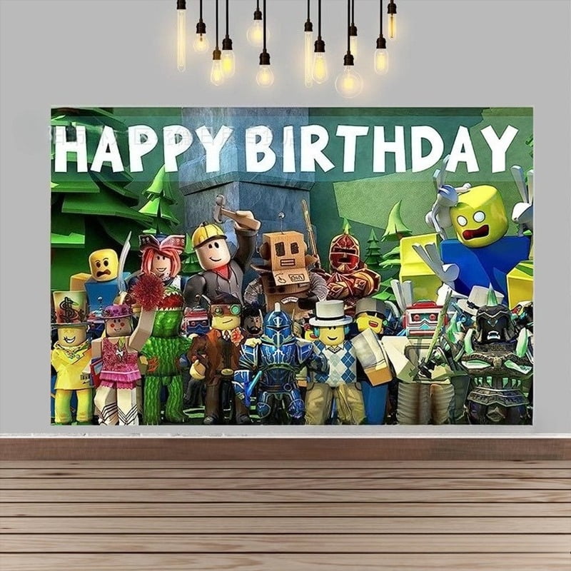 ROBLOX Game Birthday Decorations Happy Birthday Banner for Boys 6x4ft Pixel Backdrop Villager Gaming Birthday Party Decorations Video Game Backdrop for Kids Miner Boys Birthday Party