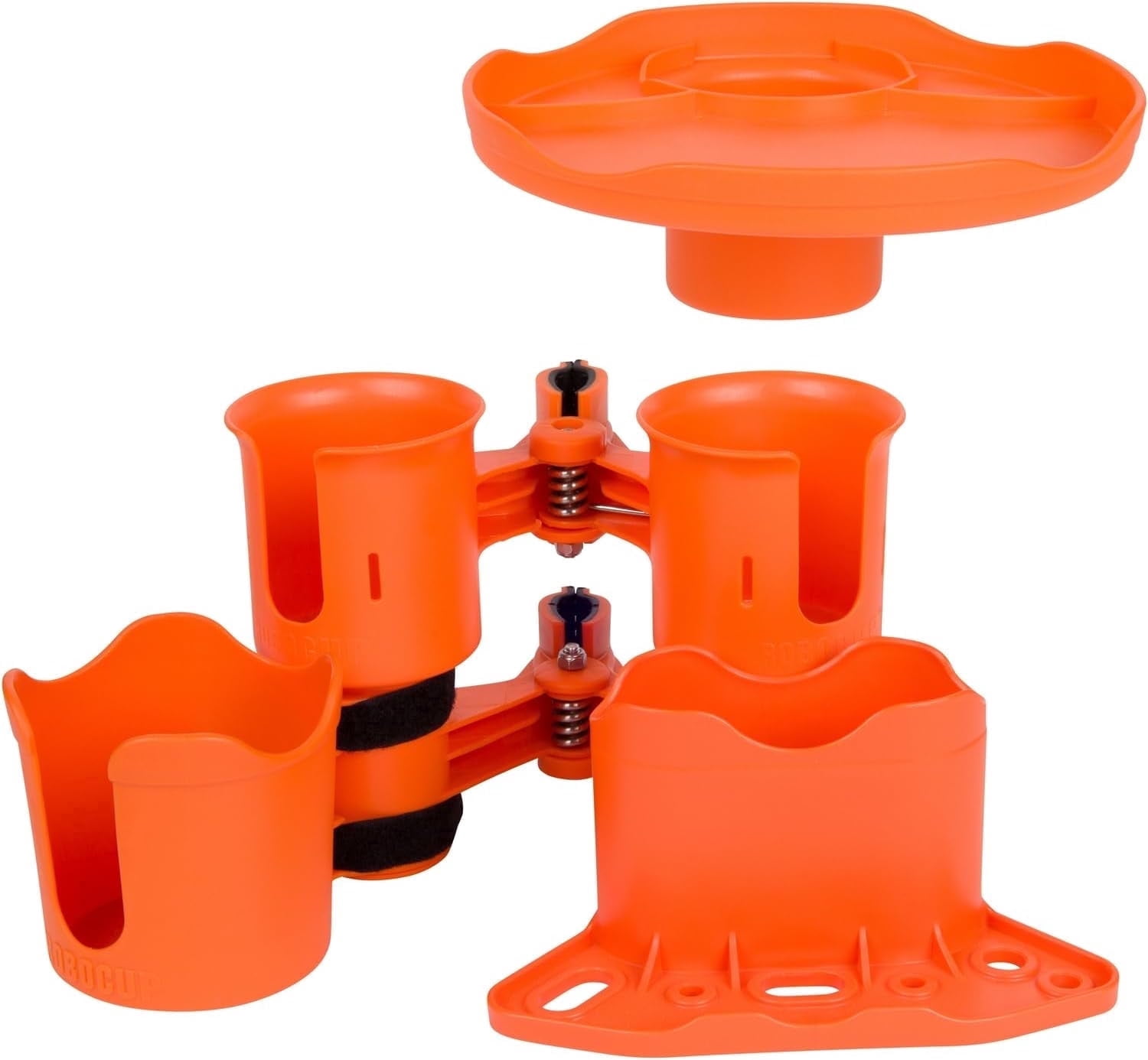 ROBOCUP Orange Ultimate Bundle Portable Clamp-On Cup Holder Set with Plate, Plus & Holster Accessories
