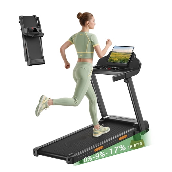ROBORE 4-in-1 Treadmill with 17% Incline Workouts, Portable Treadmills for Home with Handle, Foldable Treadmills for Home and Office, 400 Lbs Weight Capacity, Three Touch Screen