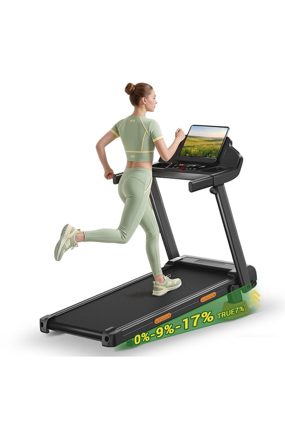 4-in-1 Treadmill with 17% Incline Workouts, Portable Treadmills for Home with Handle, Foldable Treadmills for Home and Office, 300 Lbs Weight Capacity, Three Touch Screen