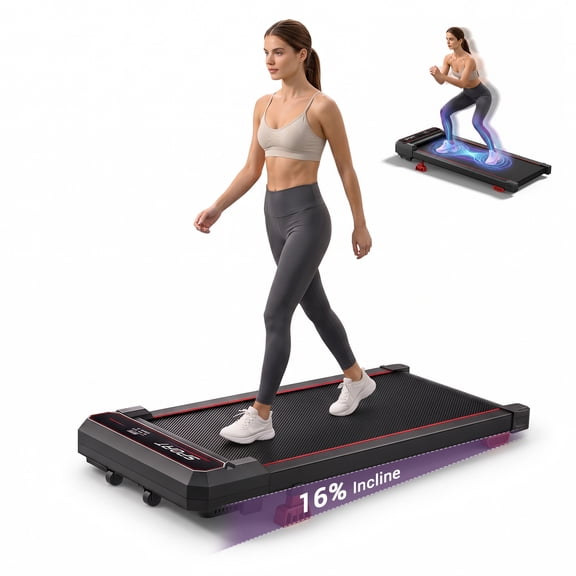 ROBORE 2 in 1 Treadmill with Vibration Plate, Under Desk Treadmill Walking Pad for Home, 3.0 HP Portable Treadmill with Remote Control & LED Display, 300lbs Capacity