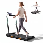 CURSOR FITNESS Walking Pad with Adjustable Height,Under Desk Treadmill for Home Office,Folding Treadmill with 3.0 HP Motor,LED Display,Remote Control,350 lb Cap