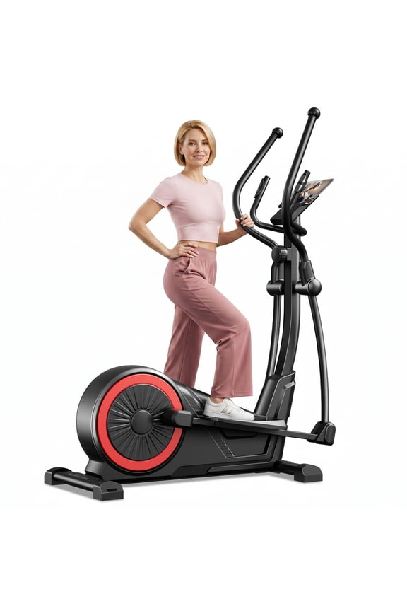Magnetic Elliptical Machine for Home, 16 Resistance Levels, 15.5" Stride, Heart Rate Grips, 350 lbs Capacity, Quiet Cardio Trainer