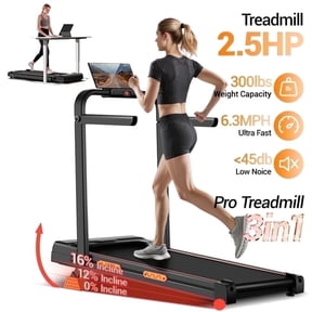 ROBORE Walking Pad with 16% Incline, 6.3MPH Treadmill for Home Office, 2.5 HP Under Desk Treadmill with LED Display & Remote Control, 300lbs Capacity